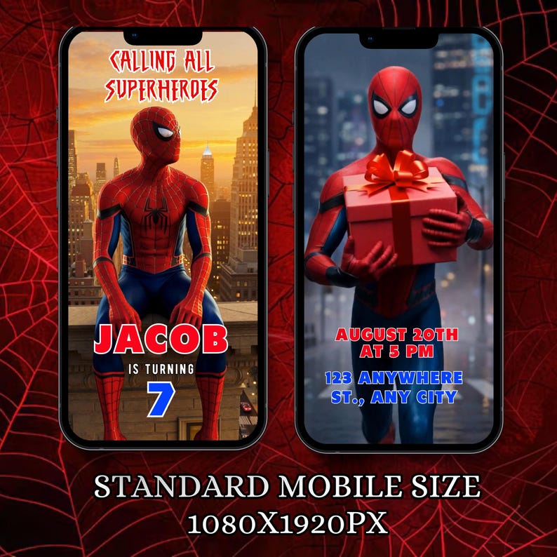 Spiderman Video Invitation Template Editable, Superhero Birthday Invite Boy, Animated Spider man Digital Invite, Editable Video Invite image 4