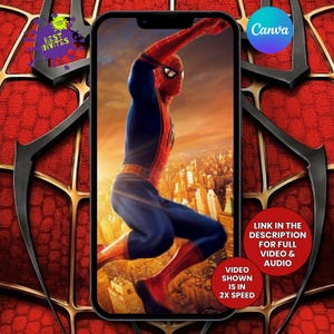 Spiderman Video Invitation Template Editable, Superhero Birthday Invite Boy, Animated Spider man Digital Invite, Editable Video Invite image 2