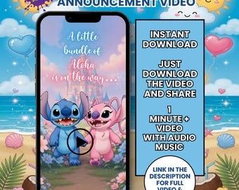 Aankondiging van het geslacht van Stitch in een video, het is een jongen! Video van de geslachtsonthulling van Stitch's engelbaby, Stitch-film over de geslachtsonthulling, video van de geslachtsonthulling