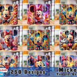250 Mickey Tumbler Wrap Bundle, 20oz Skinny Tumbler Wrap, 20 oz Tumbler Png Sublimation Design, Digital Instant Download Designs Template