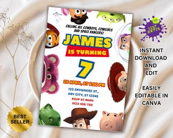Toy Story Birthday Invitation Template, Toy Story Invitation, Toy Story Birthday Editable Invitation, Toy Story Birthday Party, Woody