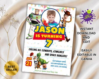 Toy Story Birthday Invitation Template, Toy Story Invitation, Toy Story Birthday Editable Invitation, Toy Story Birthday Party, Woody