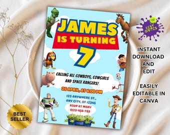 Toy Story Birthday Invitation Template, Toy Story Invitation, Toy Story Birthday Editable Invitation, Toy Story Birthday Party, Woody