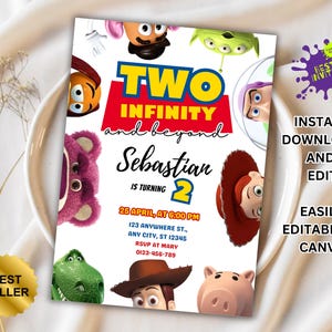 Editable Toy Story Invitation Template, Toy Story Birthday Party, 2nd Digital Invitation, Kids Birthday Party, Woody, Two Infinity & Beyond