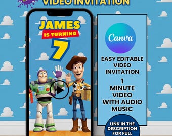 Toy Story Video Invitation, Toy Story Birthday Video Invitation, Buzz Lightyear Birthday Invite, Woody video invitation, Toy Invitation