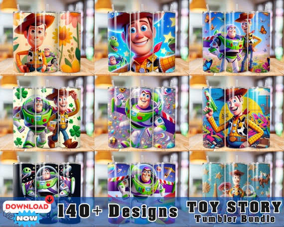 Toy Story Tumbler Wrap Bundle, 140+ Instant Download 20oz Tumbler PNG Wraps Design, Digital 20 oz Skinny Tumblers Designs Template