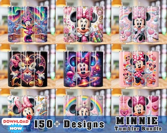 Paquete de envoltorios para vasos de Minnie, envoltorio delgado para vasos de 20 oz, diseño de sublimación PNG para vasos de 20 oz, archivo de plantilla de diseños de descarga instantánea digital