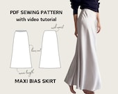Straight Maxi Bias Skirt Sewing Pattern (PDF Digital Download)