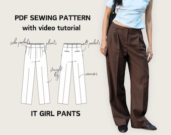 Straight Leg Trousers Sewing Pattern: It Girl Pants (Digital Download)