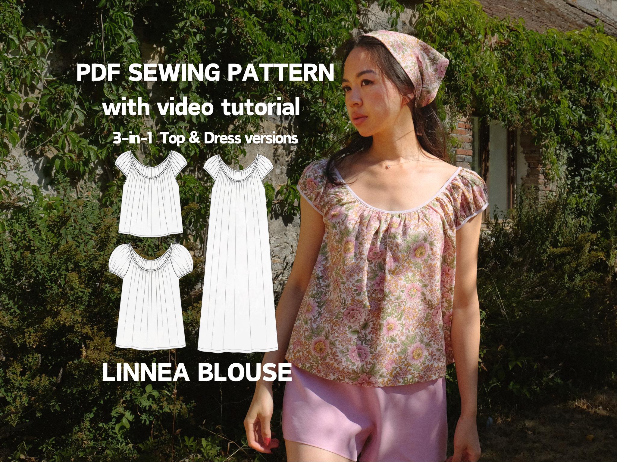 トップス EVERYDAY I LIKE Gather Sleeve Gathered Sleeve Top Pattern - Etsy