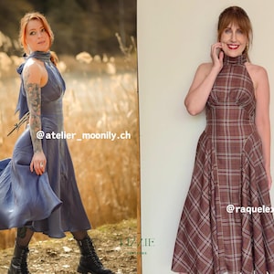 Halter Neck Tie Dress and Top Sewing Pattern with Bust Pleats Side Panels | Valentine dress PDF Download image 13