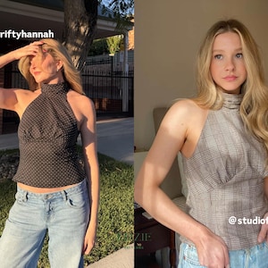 Halter Neck Tie Dress and Top Sewing Pattern with Bust Pleats Side Panels | Valentine dress PDF Download image 14