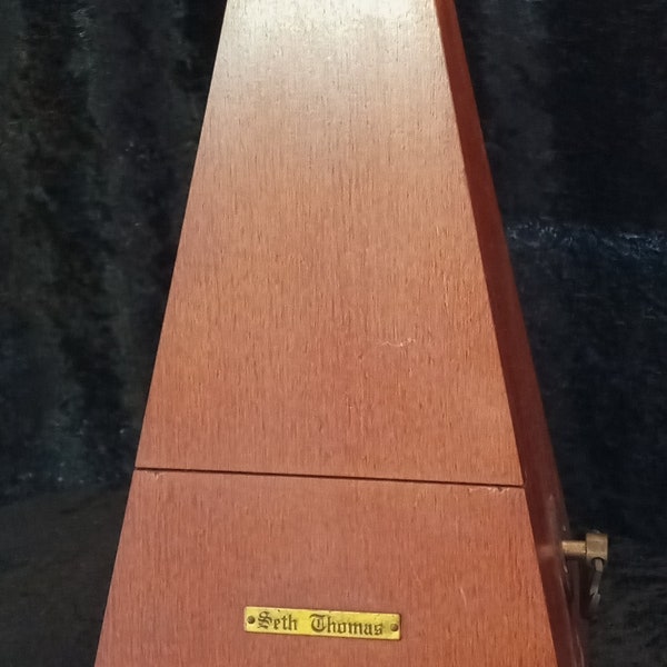 vintage SETH THOMAS METRONOME #7 Wind Up Wooden Case Tested Piano Timer