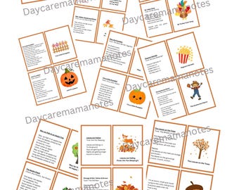 Tarjetas con canciones temáticas de otoño para la hora del círculo - Guardería, preescolar, jardín de infancia, educación en casa (Manzana, Calabaza, Pavo)