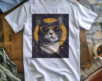 T-shirt graphique avec chat Whisker Wonderland, haut tendance félin