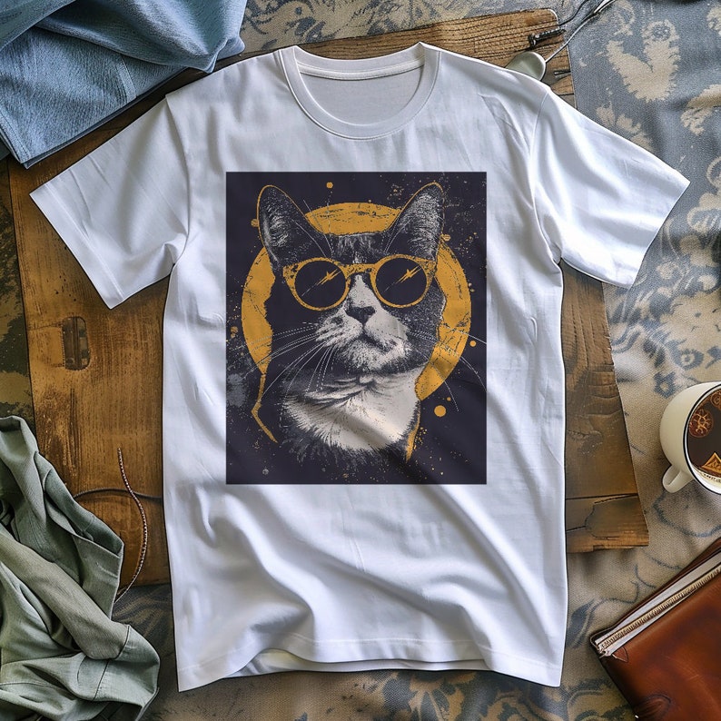 Whisker Wonderland Cat Graphic Tee Feline Fashion Statement Top zdjęcie 1