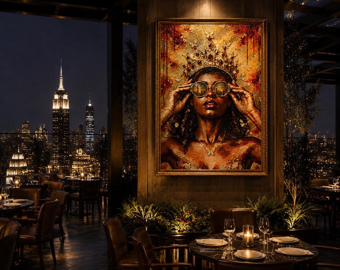 Crowned Queen Gold & Luxury Sunglasses Wall Art.