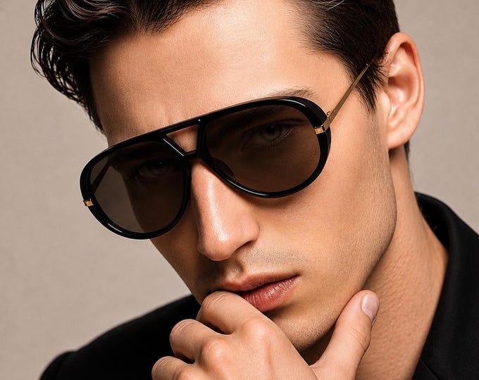 Aviator Sunglasses Unisex, Black Gold-Trim Frame - OWN The STARLOOK !