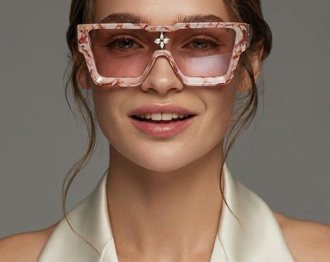 Large Square Sunglasses Unisex, Light Pink Tortoise Frame – Own The Look !