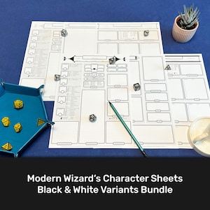 D&D 5e Character Sheets, Form Fillable, Black and White Bundle