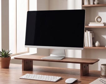 Wooden Monitor Stand, Walnut Monitor Riser, Desk Shelf, Monitor Shelf, Desk Organizer