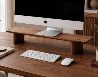Soporte de Monitor de Madera, Soporte de Monitor de Nogal Americano, Perfecto para Monitores Dobles, Soporte de Monitor Soporte de Ordenador