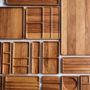 Handmade Beech Wood Desk Organizer Set: Minimalist Workspace Trays