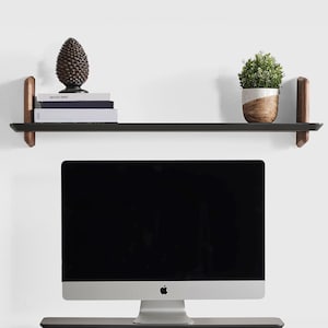 Anthracite Floating Shelf: Minimalist Wood Wall Decor