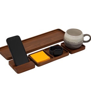 Customs included, Minimalist Wooden Desk Organizer Set with Phone Stand, Coaster, Note Holder – Office Gift for Men, Home Workspace Decor
