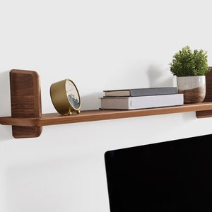 Wandregal, Regale aus amerikanischem Nussbaumholz, Wanddekoration, elegante Regale aus Nussbaumholz mit lebendiger Kante, Wandregal aus Holz