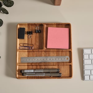 Customs included - Wooden Note Tray, Cathch All Tray, Minimalist Desk Organizer for Modern Offices, Unique Gift for Workspace Storage, Gift