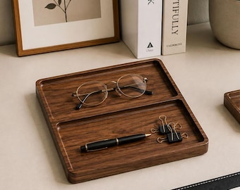 Wooden Square Desk Organizer Trays: Minimalist Modular Design