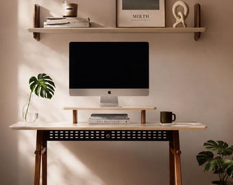 Estante de pared de madera, estante organizador minimalista, estante para libros, estantes con bordes vivos, estante flotante para libros