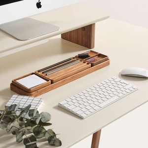 Lot de 4 organisateur, organisation en bois, organisateur en bois, accessoires de bureau à domicile, ensemble d'organisateur de bureau personnalisé, cadeau personnalisé pour lui image 3