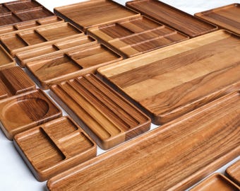 Handmade Beech Wood Desk Organizer: Minimalist Modular Trays
