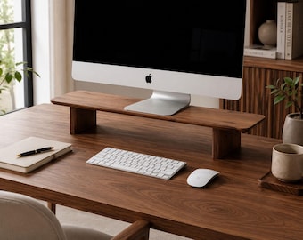 Monitorständer aus Holz, Monitorständer aus amerikanischem Nussbaum, Doppelmonitore, Monitorständer aus Holz: Verbessern Sie Ihre Haltung