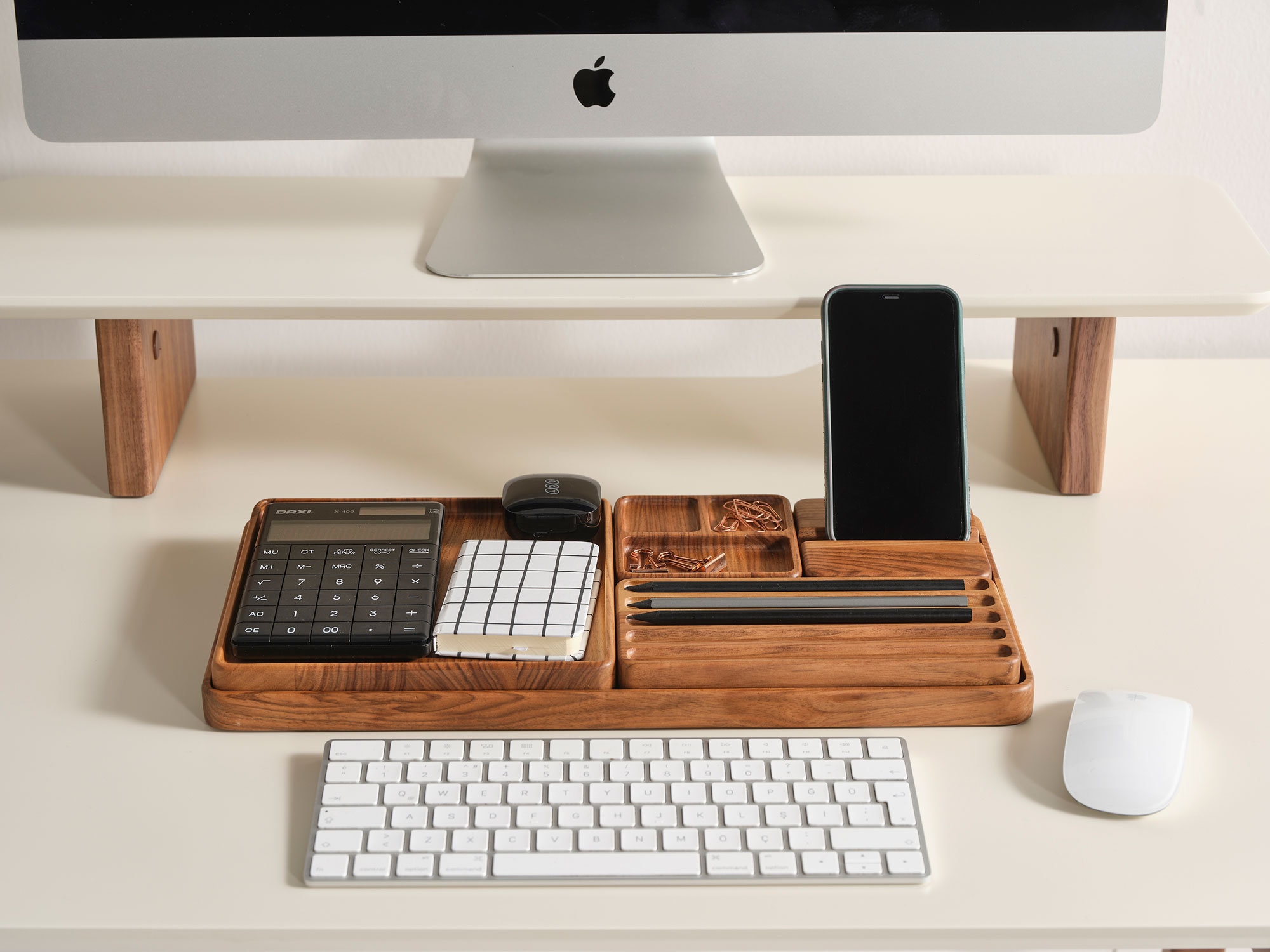 Handmade Beech Wood Desk Organizer Set: Modular Office Trays - Etsy