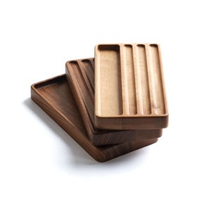 Handmade Beech Wood Desk Organizer: Minimalist Office Pen & Phone Holder
