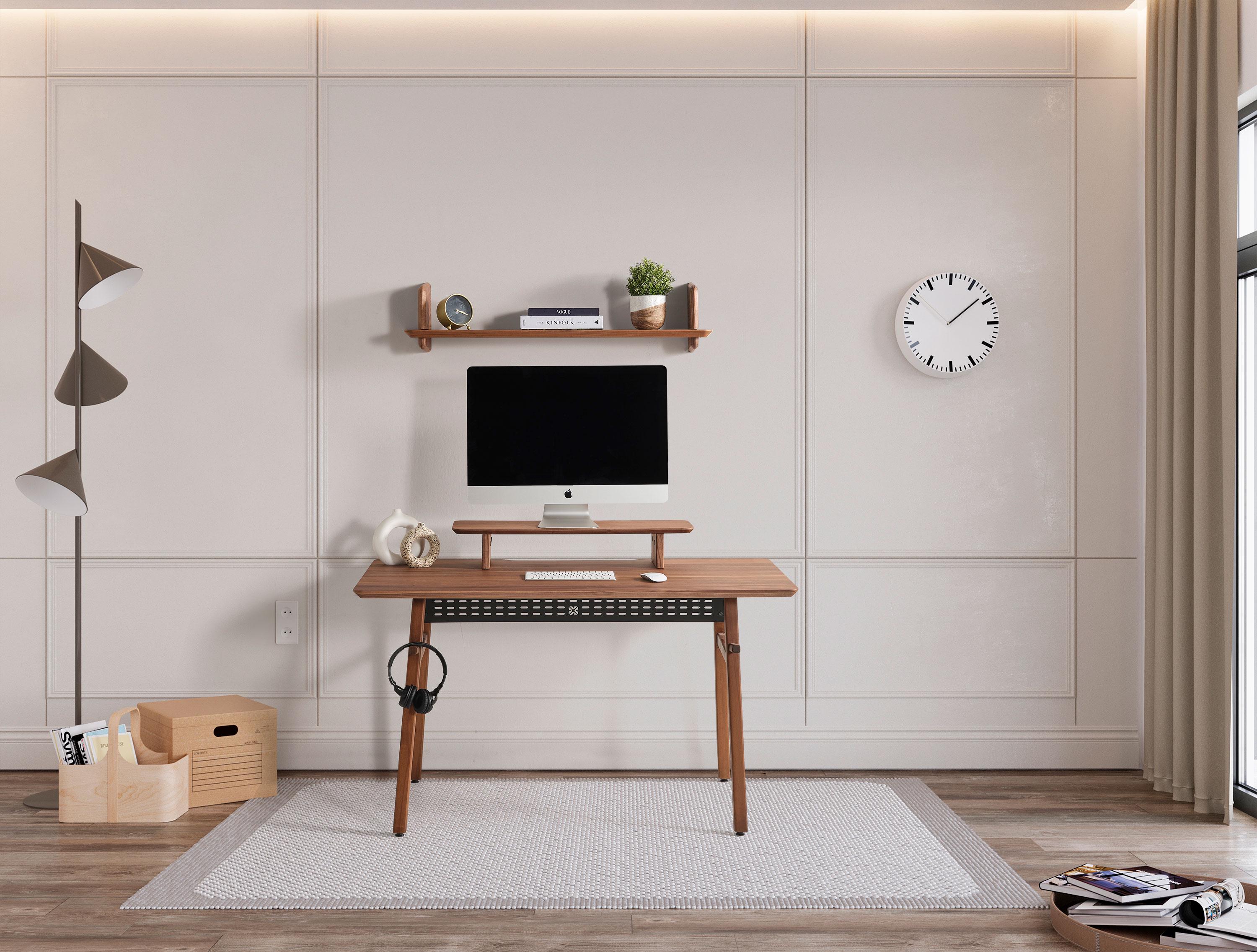 Solid Walnut Desk With Wooden Legs, Live Edge Computer Desk for Home ...