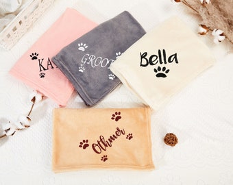 Custom Pet Blanket Pet Personalized Dog Blankets Dog Dad Gift Dog Blanket With Dogs Name Flannel Blanket Puppy Blanket Paw Print Dog Blanket