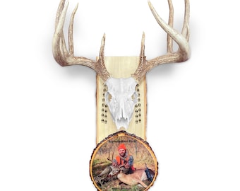 European Mounting Plaque with Epoxy Resin Finish - Custom Color Photo Mount, Skull Hanger for Deer, Boar, & More, Optional LED Antler Light