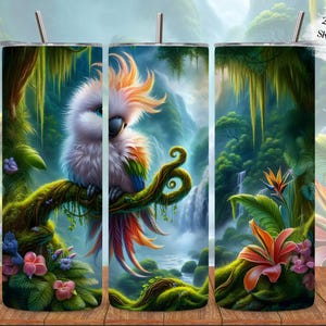 Tropical Parrot Tumbler Wrap: Jungle Floral Design (Digital PNG Download)