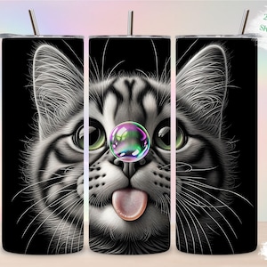 Beautiful Tabby Cat PNG - Photorealistic Art,  20 oz Skinny Tumbler Wrap, Seamless Sublimation Design, Digital Download, Cat Lover Gift, BSH