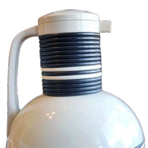 Carafe, Corning Thermique Coffee/Tea, Insulated, 1 Qt., White W/Black, Vintage