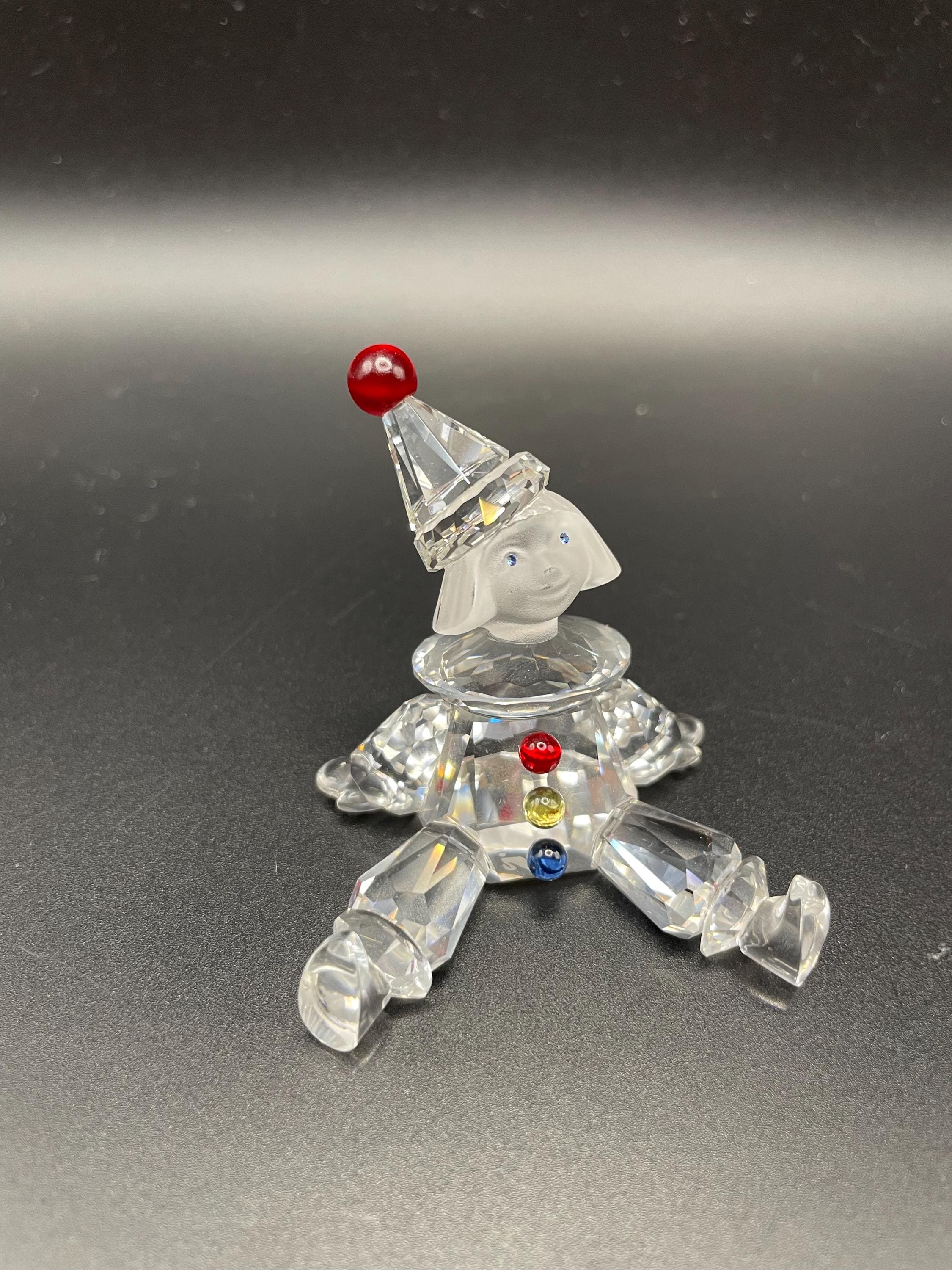 Vintage Swarovski Crystal Sitting Clown Figurine | Frosted Face 
