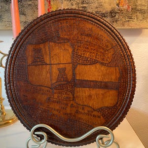 Vintage Hand Carved Wood Plaque