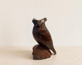Vintage Hand Carved Ironwood Owl Statue