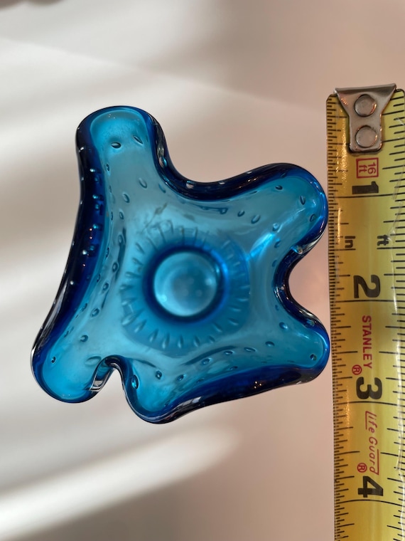 ヴィンテージ手吹きガラス花瓶 ブルー フリルエッジ | フリルエッジ