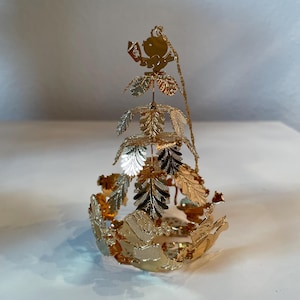 Vintage Danbury Mint Gold Plated Woodland Christmas Tree Ornament (1993)
