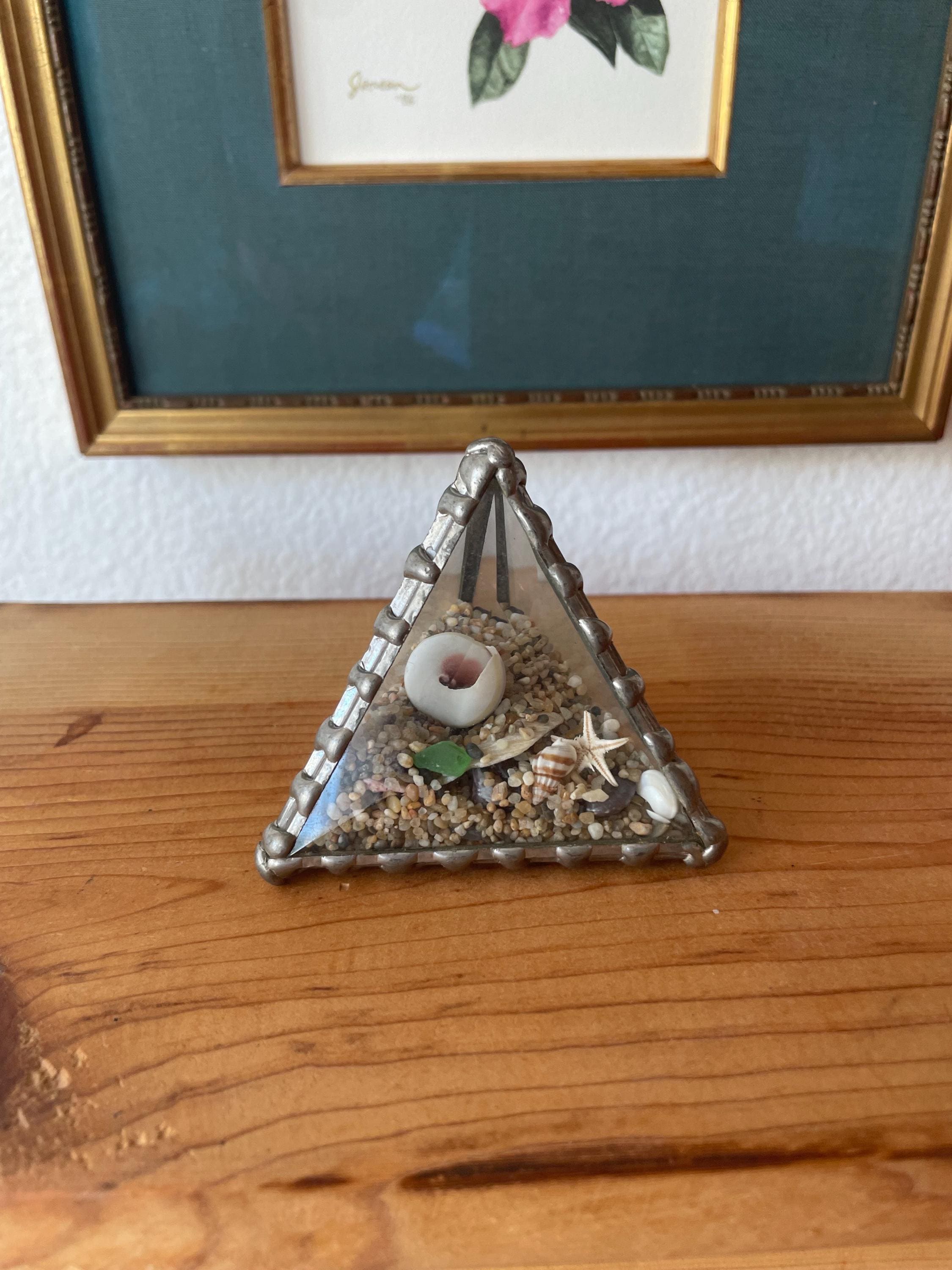 Seashell Pyramid Glass Paperweight | Ocean Beach Sand Kaleidoscope ...